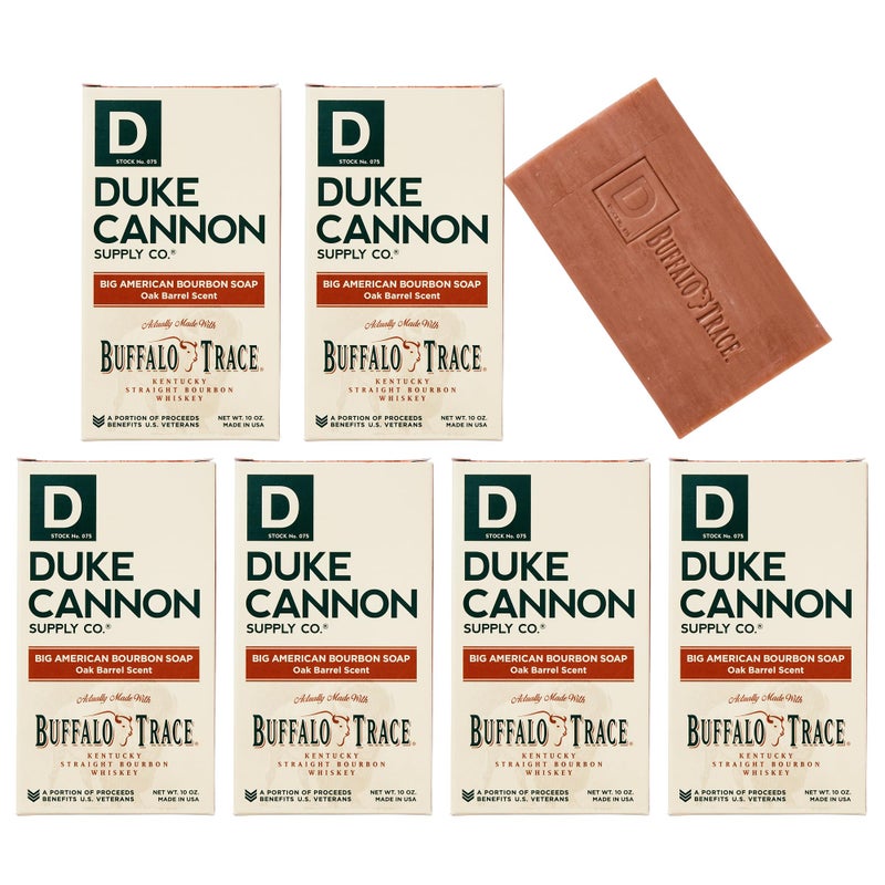 Duke Cannon Supply Co. Big Brick of Soap Bar for Men Big American Bourbon Made w/Buffalo Trace (Charred Oak Barrel Scent) Multi-Pack - Superior Grade, Extra Large, All Skin Types, 10 oz (6 Pack) - Image 1